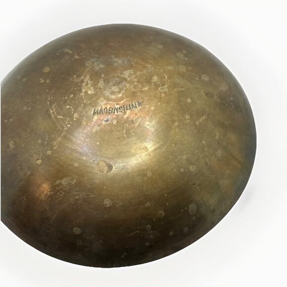 Vintage 10” Chinese Engraved Etched Heavy Brass Dragon Low Bowl - Picture 6 of 7